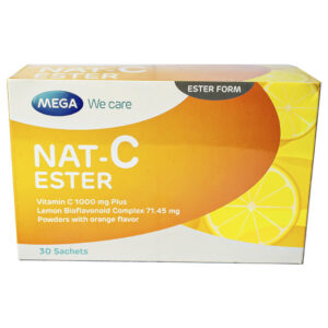 Mega We Care Nat-C Ester Vitamin-C 1000Mg Plus Lemon Bioflavonoid Complex 71.45Mg بودرة بنكهة البرتقال ، 30 كيس